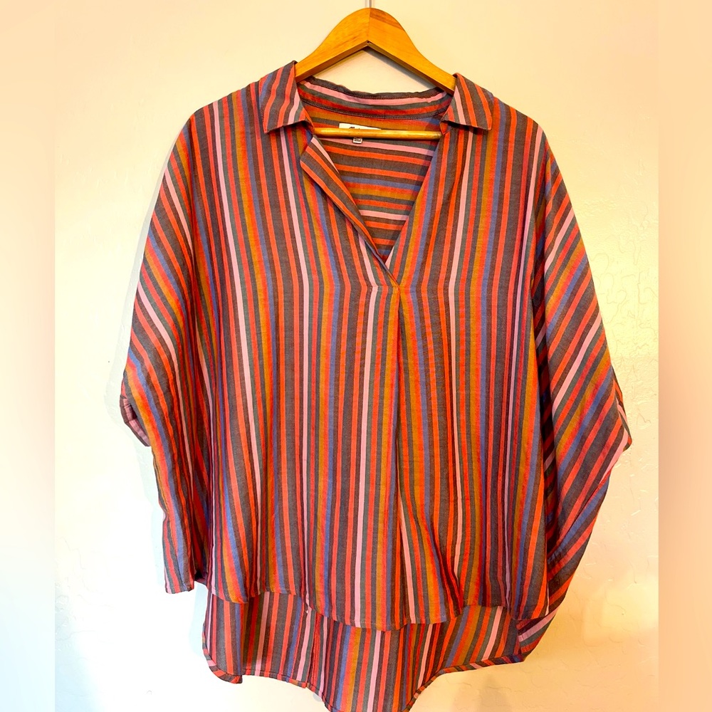 Madewell Women’s Plus Size 3x Courier Button-Back Stripe Short Sleeve